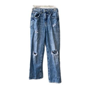 Pilcro Women’s 24P high rise, distressed cotton straight leg Boho Hippie…